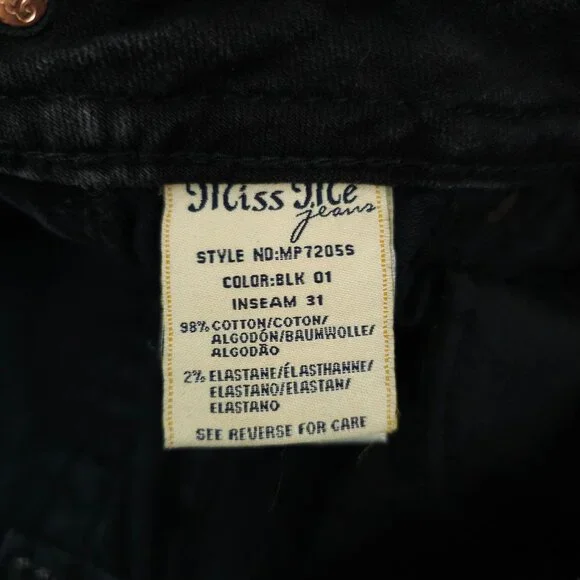 Miss Me Jeans Mid Rise Skinny Black Size 27 Stretch Studs Rhinestones Sequins - Picture 6 of 16